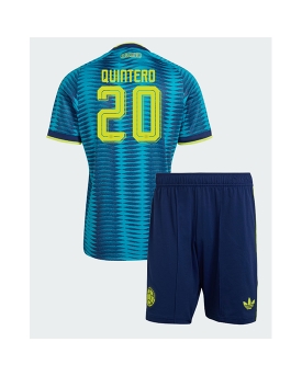 Billige Fotballdrakt Colombia Juan Fernando Quintero #20 Replika Bortedraktsett Barn VM 2026 Kortermet (med bukser)